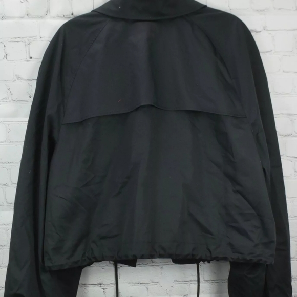 New INC All-Weather Drawstring Button Front Wing Collar Black Trench Coat XXL - Picture 7 of 11